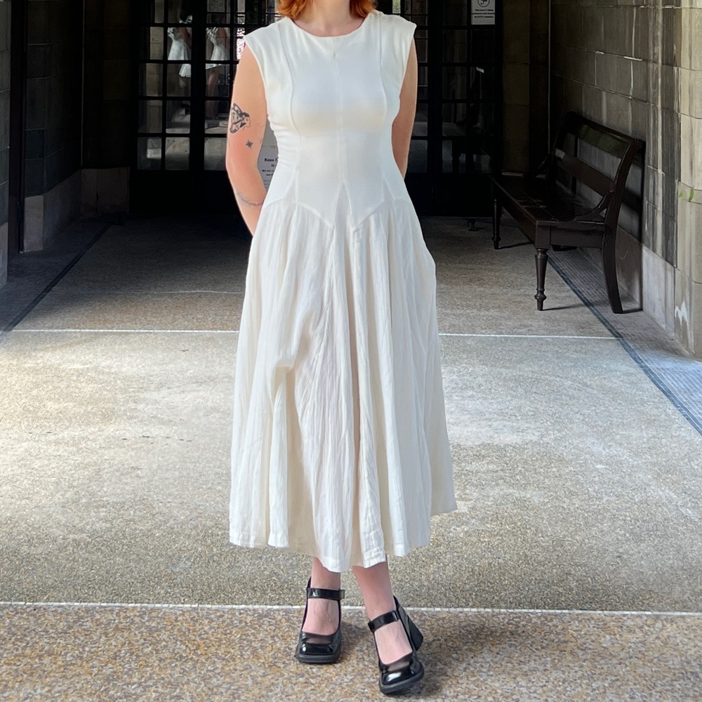 free people ryo drop waist cotton midi dress